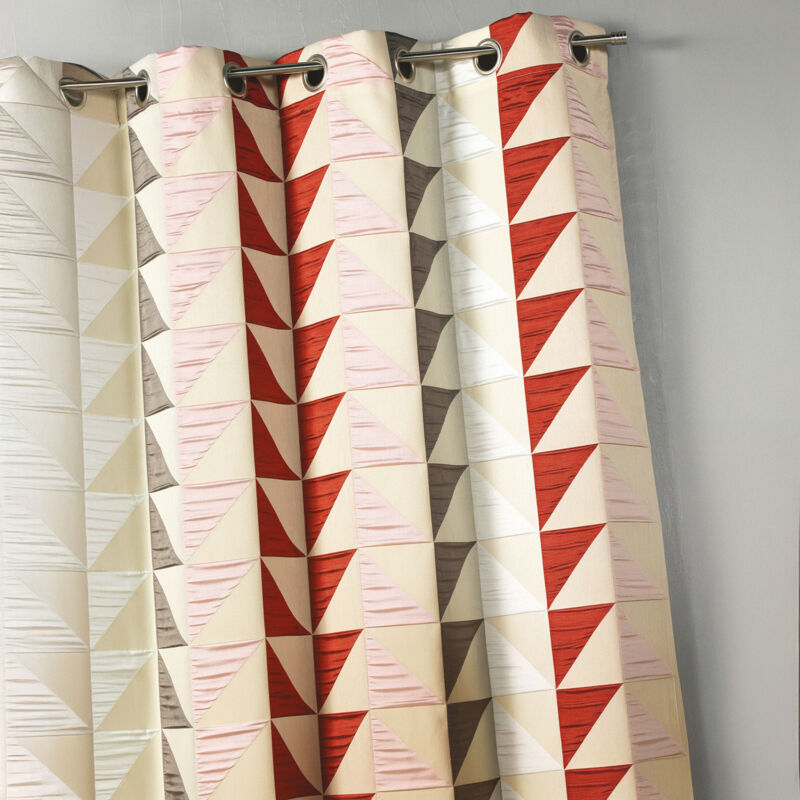 Rideau en jacquard imprimés triangulaires Bordeaux 140x260 cm