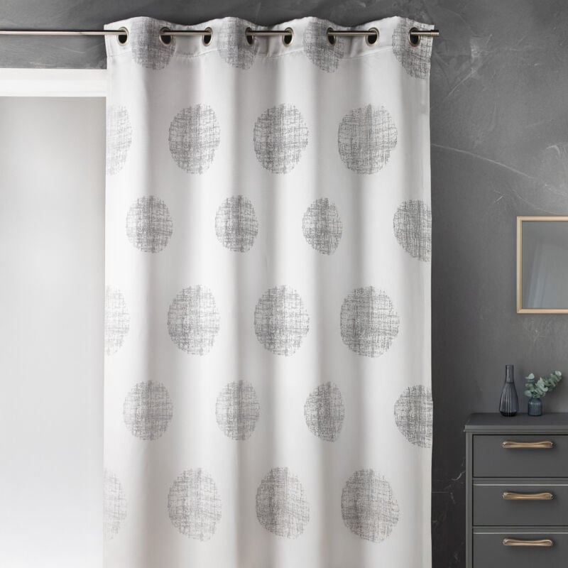 Rideau jacquard imprimé rond chiné Gris clair 140x260 cm