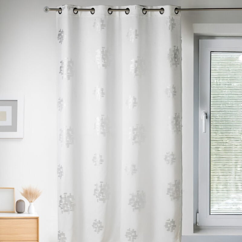 Rideau d'ameublement imprimés motifs Argent Blanc 140x260 cm