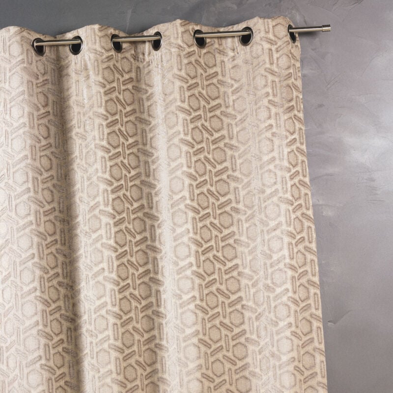 Homemaison - Rideau jacquard à imprimés design Beige 140x260 cm