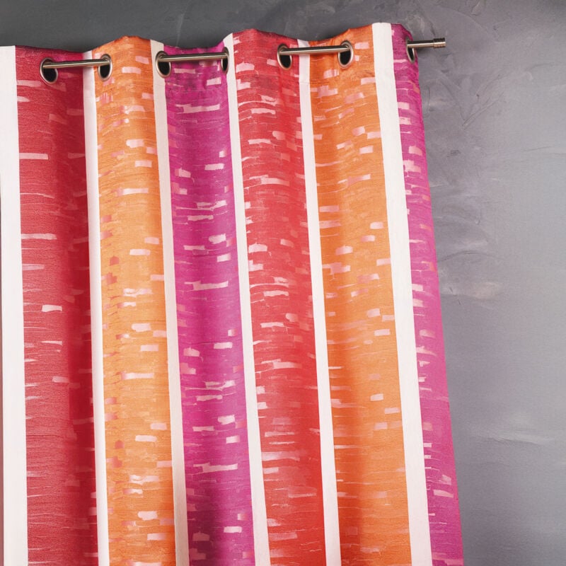 Rideau en jacquard design à rayures verticales Bordeaux 140x260 cm