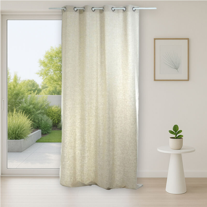 Rideau Uni en Lin lavé Beige 140x250 cm
