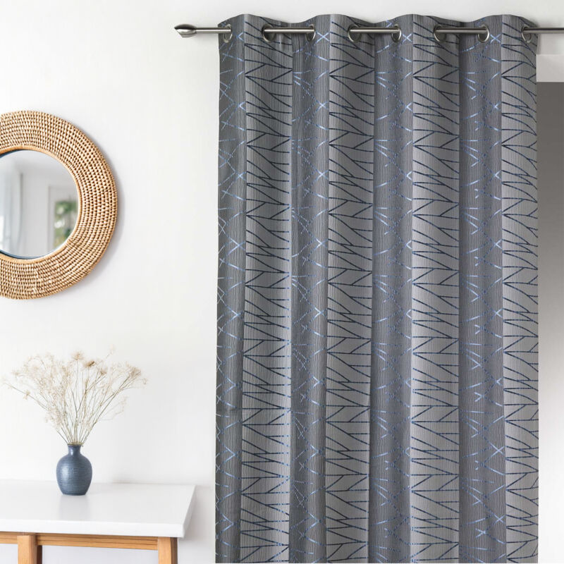 Rideau en Jacquard à Rayures Verticales 'Fun' Bleu 135x260 cm