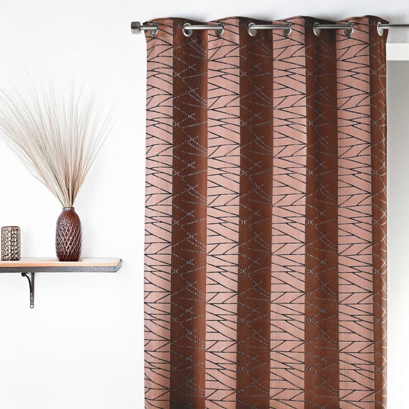 Rideau en Jacquard à Rayures Verticales 'Fun' Marron chocolat 135x260 cm