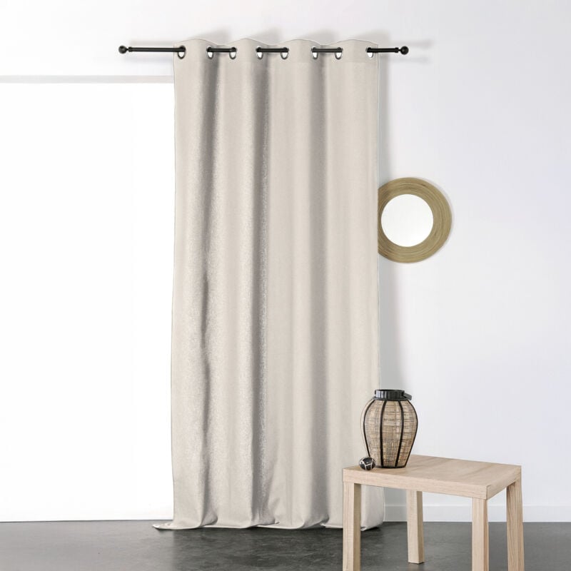 Rideau en Coton et Lin Uni xxl Beige 135x350 cm