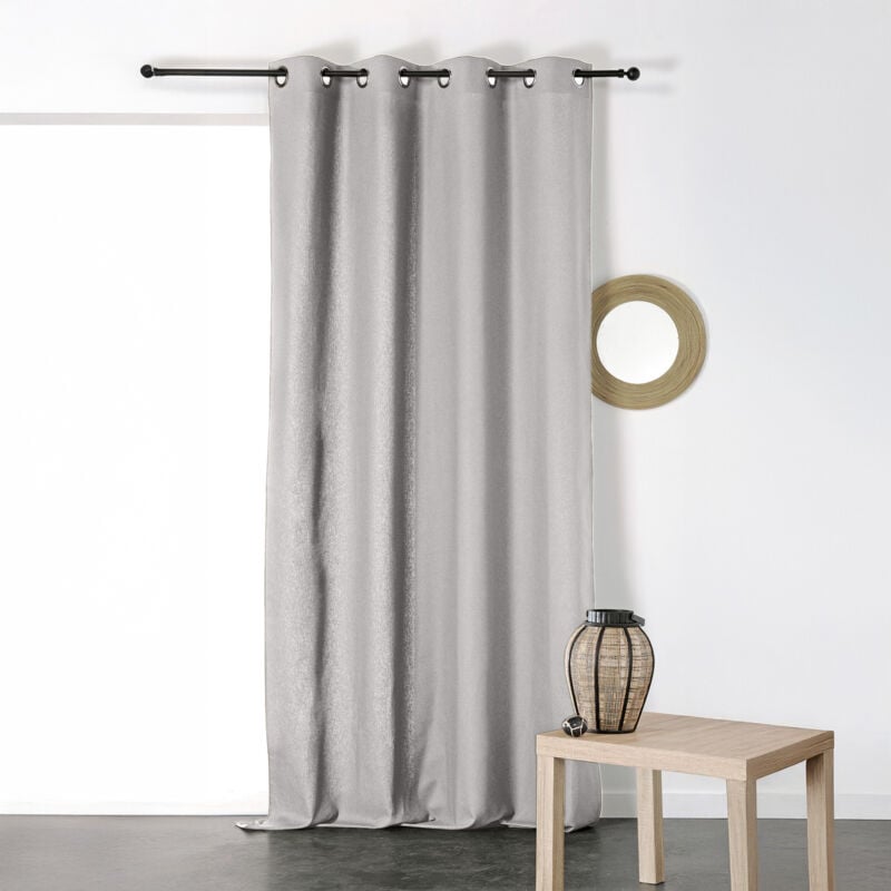 Rideau en Coton et Lin Uni xxl Gris clair 135x350 cm