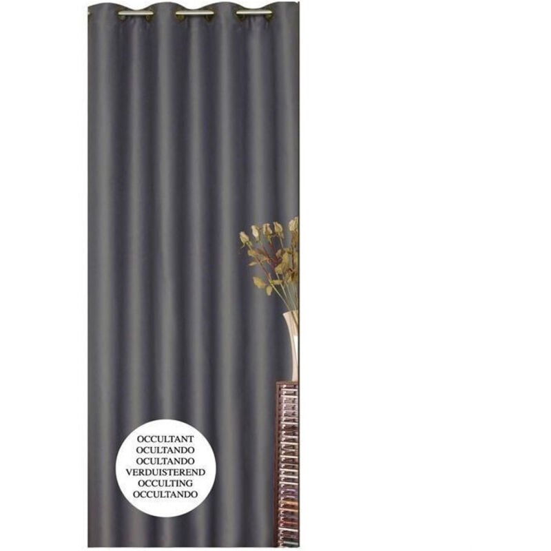 Rideau occultant uni coloré Gris anthracite 140x260 cm