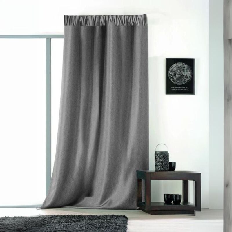 Rideau uni avec galon fronceur Gris clair 145x240 cm