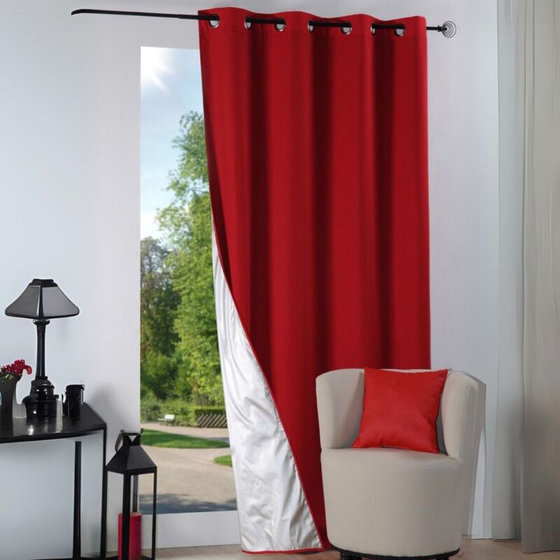 Rideau isolant à oeillets doublé Rouge 135x240 cm