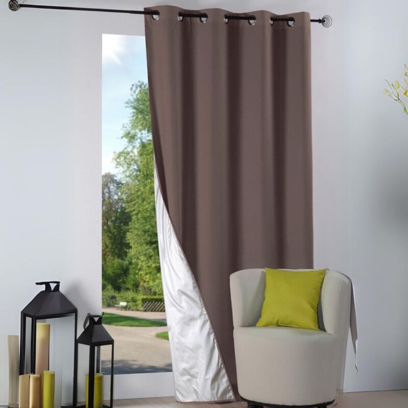 Rideau isolant à oeillets doublé Taupe 135x240 cm