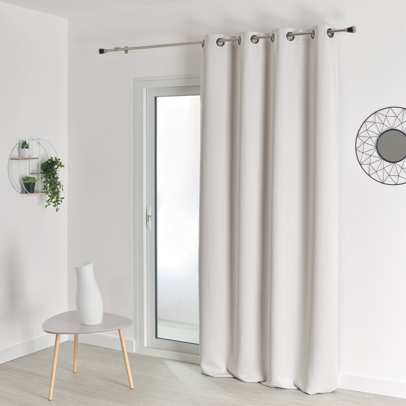 HomeMaison Rideau Occultant Non Feu M1, Polyester, Argent, 180x140 cm