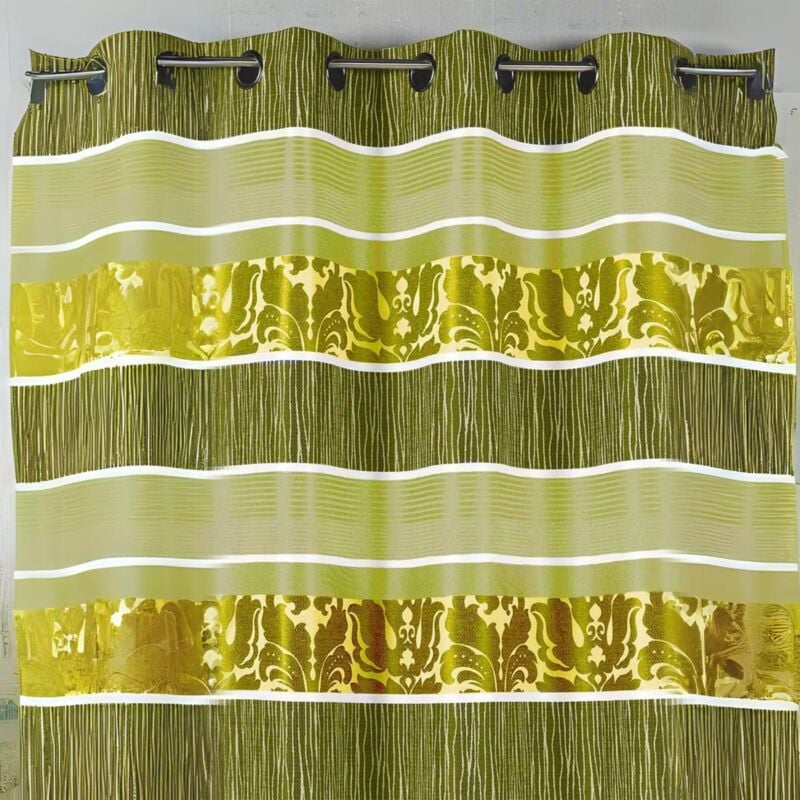 Homemaison - Rideau en jacquard à rayures horizontales colorées Vert clair 140x260 cm
