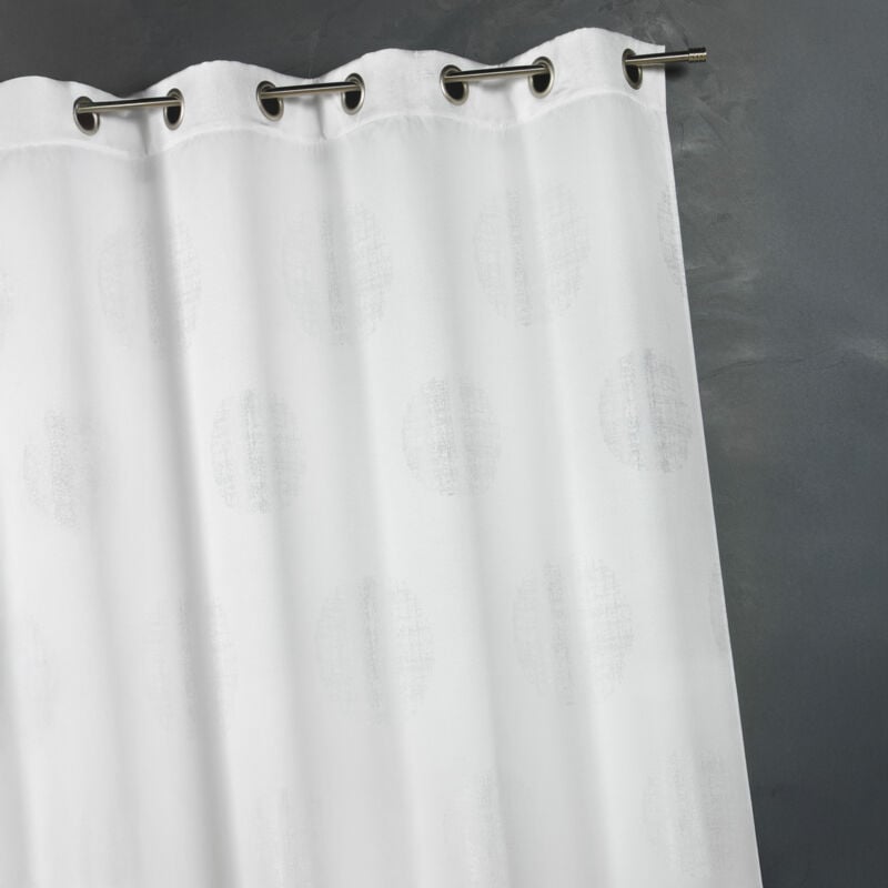 Rideau jacquard imprimé rond chiné Blanc 140x260 cm