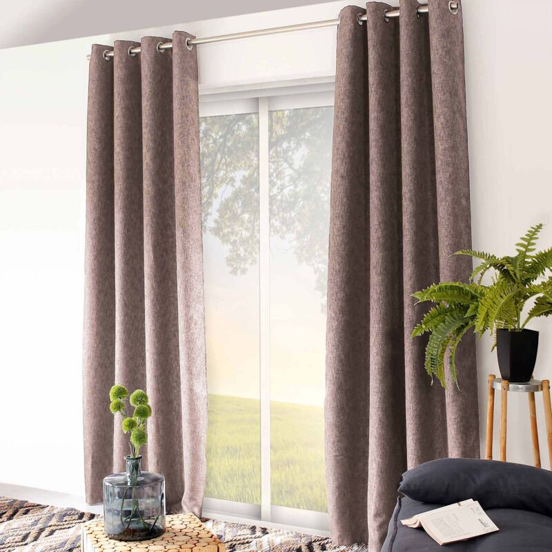 Homemaison - Rideau occultant natte 140 x 240 cm coloris marron glace