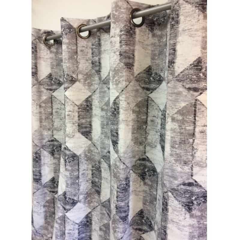 Homemaison - Rideau occultant effet usé motif losange gris - 145x260cm - Gris