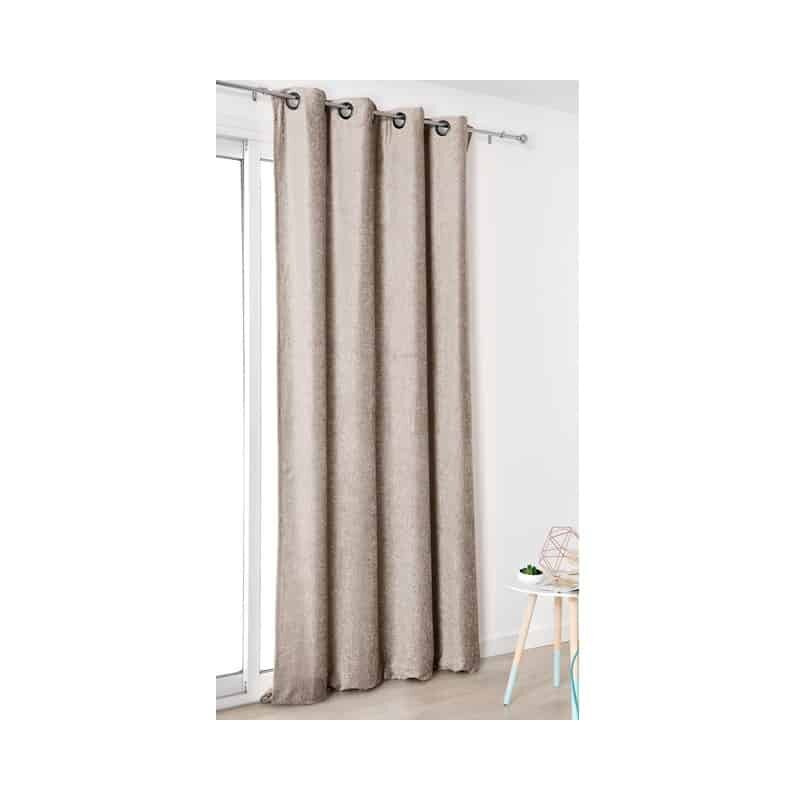 Rideau uni beige aspect velours - 140x245 cm - Beige