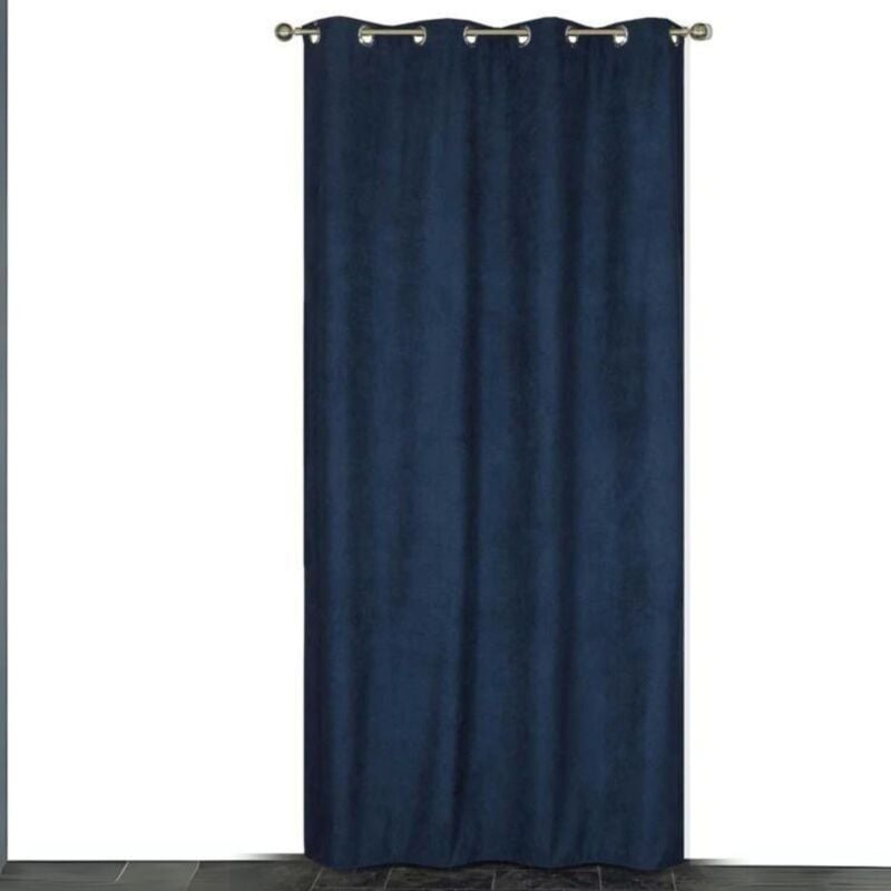 Rideau suédine thermique doublé polaire, Bleu pétrole - 140x240cm prêt a poser Atout Ciel