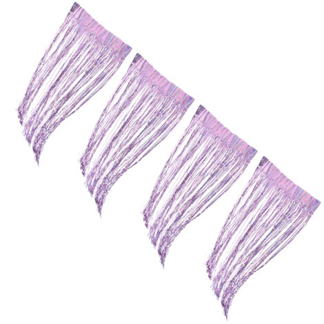 Rideaux à franges argentées pour fond photo, décoration murale événement violet