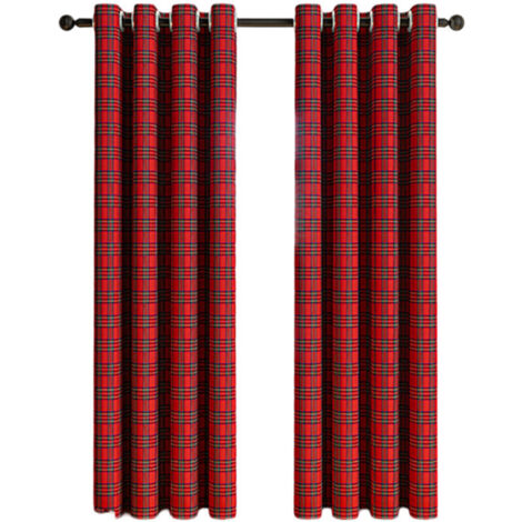 Rideaux à Motif Vichy et Tartan Écossais - Panneau Décoratif pour Fenêtre - Filtre Lumière - Style Maison de Campagne
