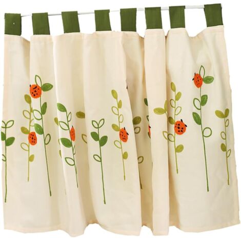 Rideaux à poches (1 pièce) pour porte-fenêtre, stores brodés à motifs floraux