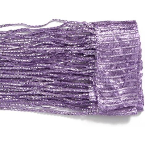 Rideaux à pompons 100 x 200 cm, cloisons à pompons, adaptés aux portes, fenêtres, maison, décoration, événements, décoration (violet clair)