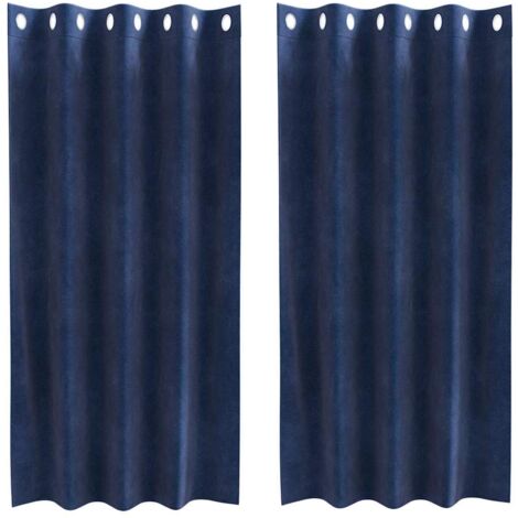 Rideaux avec des rideaux 2 pcs Bleu foncé 140 x 175 cm Velours CFW13849