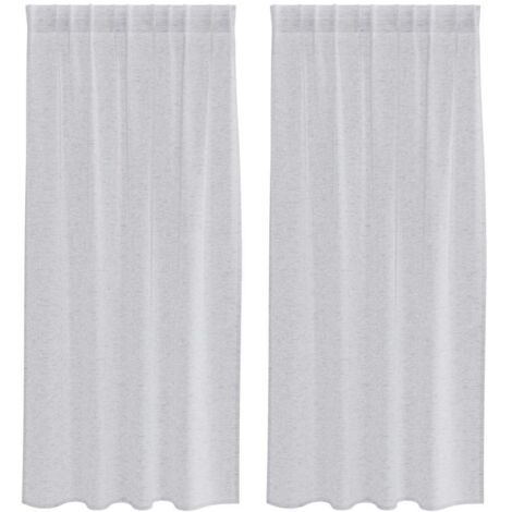 Rideaux avec des rideaux 2 pcs Gris clair 140x175cm Polyester CFW41345