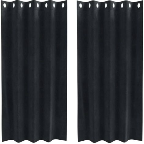 Rideaux avec des rideaux 2 pcs Noir 140 x 175 cm Velours CFW35372