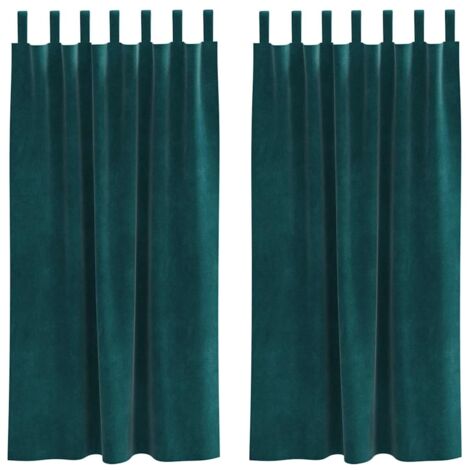 Rideaux avec des rideaux 2 pcs Vert foncé 140 x 175 cm Velours CFW50988