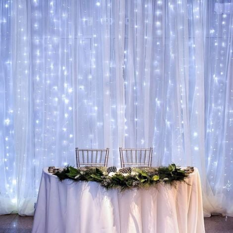 RNEMITERY Rideaux blancs, 8 modes d'éclairage, 300 lumières de rideaux LED, chaîne étanche IP44, décoration de la maison, décoration de fenêtre, Noël, mariage, anniversaire, fête