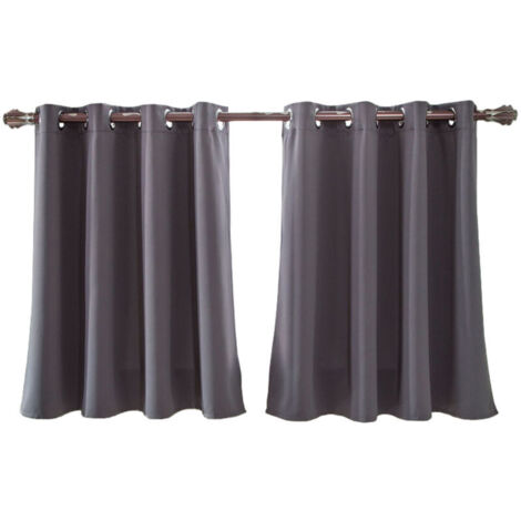 Rideaux courts occultants thermiques pour fenêtres – Lot de 2, 100 % polyester, dimensions 63 x 120 cm, noir mat