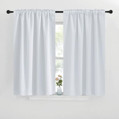 Rideaux courts pour cuisine — Voilages pour petite fenêtre, 2 panneaux — Blanc, 76 x 60 cm