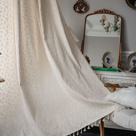 Rideaux de baie vitrée pour cuisine, salon, chambre à coucher, décoration de maison, Style Pastoral, imprimé marguerite, tissu en coton et lin,A,W150xH240cm,Pleat fixé