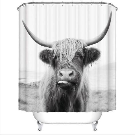 Rideaux de douche 3D à motifs animaux, en polyester imperméable, pour salle de bain et décoration intérieure.