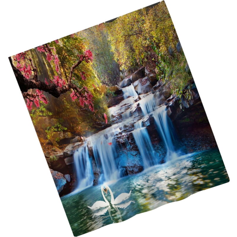 Feiyue - Rideaux de douche à motif cascade, tapis de bain imperméable, toilettes, ménage, 180 x 180 cm