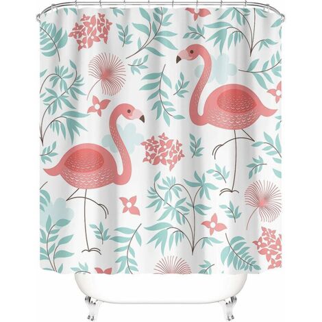 Rideaux de douche abstrait Tropical rose flamant rose Animal feuille de palmier Floral bleu vert fougère feuille motif salle de bain décoration 5080 cm