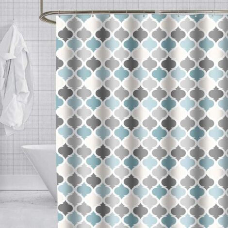 Rideaux de Douche Résistant à la Moisissure Imperméable avec des Crochets Rideaux de Salle de Bain Imprimé Coloré Rayures Grises, Suspension facile-180 x 180cm-Fei Yu