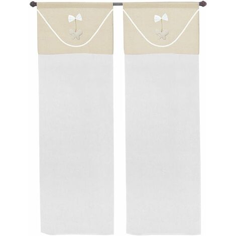 Rideaux de Fenêtre de Porte Intérieur 2 Pièces en Tissu Semi-transparent Beige - 60x150 cm