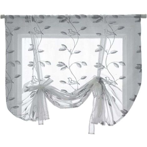 Rideaux de fenêtre écologiques, voile à motifs végétaux, couleur unie, 100 x 120 cm