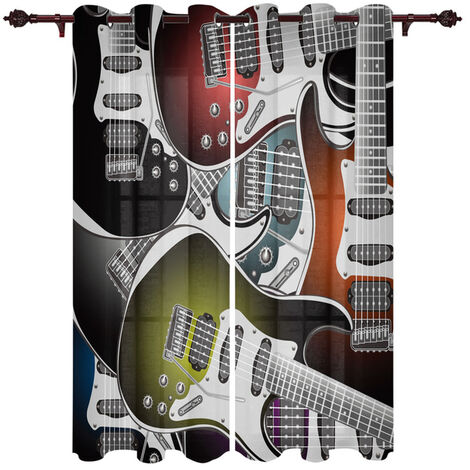 Rideaux de guitare électrique pour Instrument de musique, pour fenêtre de salon, chambre à coucher, décoration de maison moderne,1,135W x 135H(cm)