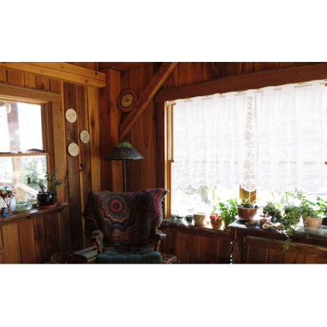 Rideaux de la Cuisine Moderne,Rideau Court Blancs avec Motifs Délicats de Papillons et de Jacquard Floral,Rideaux Transparants,Rideau Décorant Le Salon Chambre 105 x 90 cm (L x H) 1pc