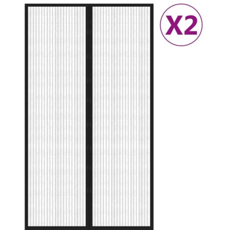 Rideaux de porte anti-insectes 2 pcs avec aimants noir 200x80cm CFW65320