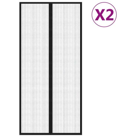 Rideaux de porte anti-insectes 2 pcs et aimants noir 220x110 cm CFW65323