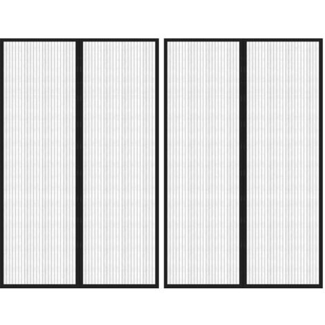 Rideaux de porte anti-insectes 2 pcs et aimants noir 220x130 cm