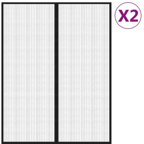 Rideaux de porte anti-insectes 2 pcs et aimants noir 230x160 cm CFW65325