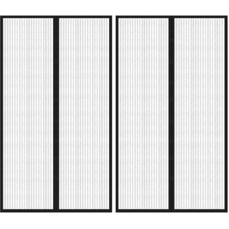 Rideaux de porte anti-insectes - 2 pcs noir polyester 200x80cm avec aimants et fermeture automatique