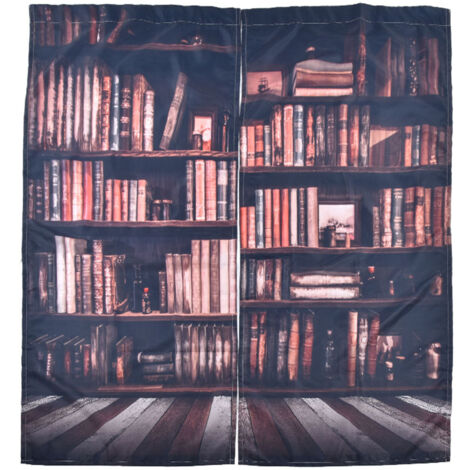 Rideaux de salon, bibliothèque 3D, rideaux d'ombrage imprimés, rideaux de chambre à coucher (170x200cm)