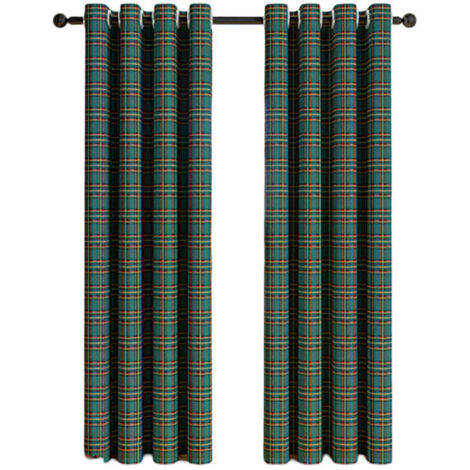 Rideaux Décoratifs à Motif Vichy/Tartan - Style Campagnard à Oeillets - pour Cuisine ou Salon - Lot de 2 Panneaux