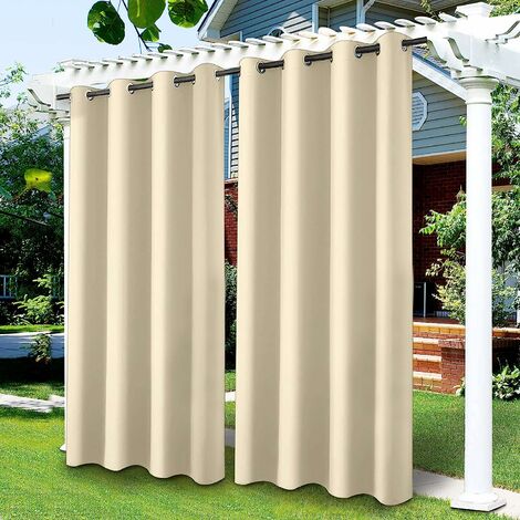 Rideaux d'extérieur Imperméables, Rideau Occultant Isolant Thermiques pour Pergola, Cabanon Jardin Exterieur, Gazebo, Porche Terrasse Pavillon, 1 Panneau (, 132 x 213 cm),Yeurié