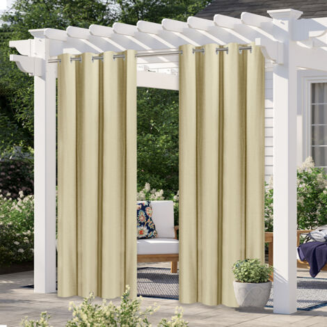 Rideaux d'extérieur pour pergolas, rideaux occultants pour patios, rideaux d'extérieur imperméables avec oeillets antirouille, beige (2 pièces, 134L270L)